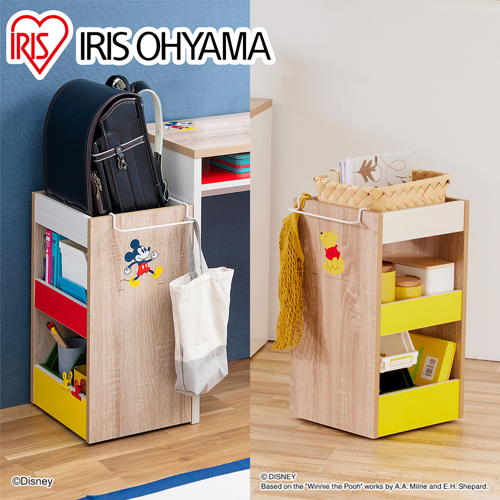 【IRIS OHYAMA】迪士尼系列 木質桌邊滑動收納櫃 WSW-280