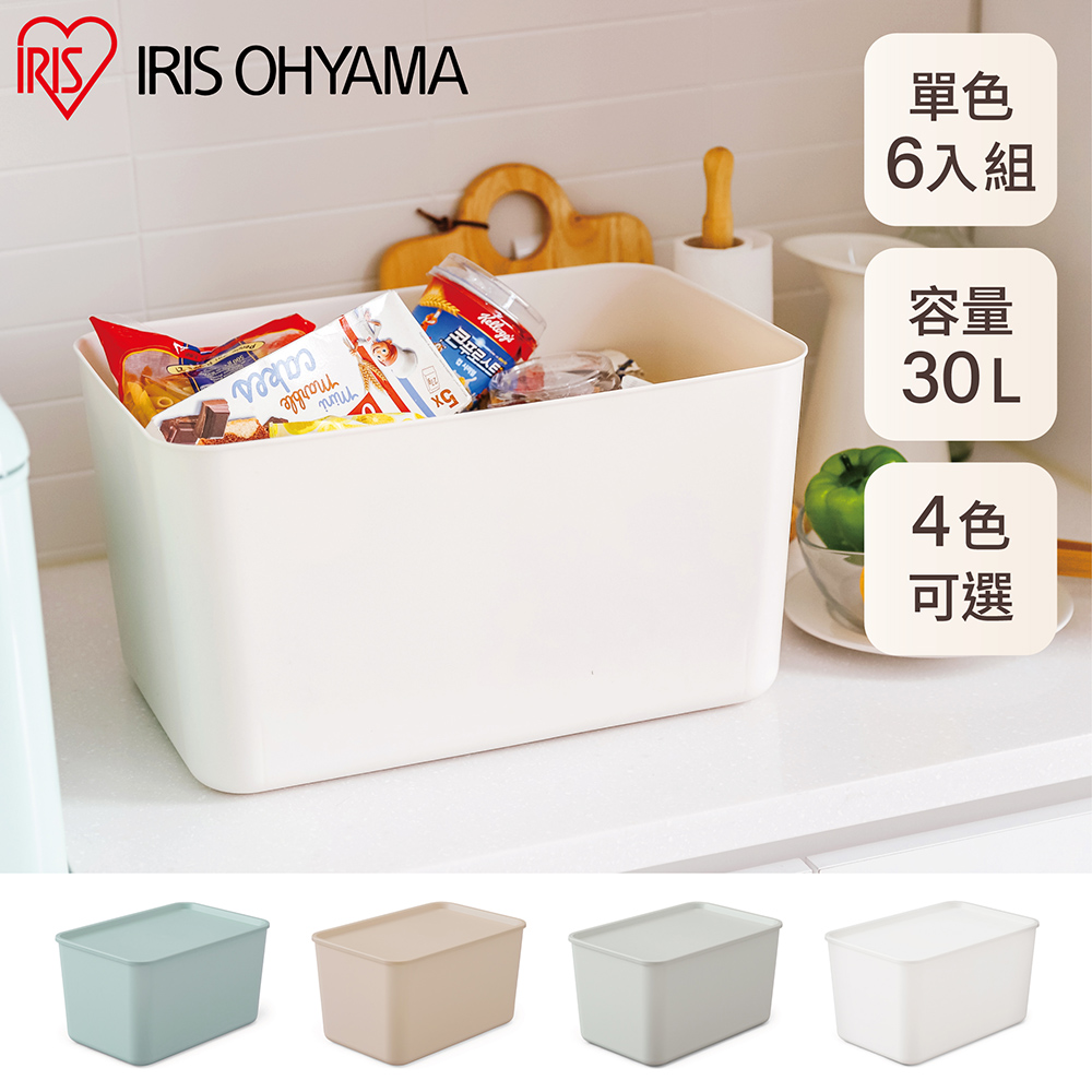 【IRIS OHYAMA】附蓋可堆疊收納盒30公升六入組 FTB-45D