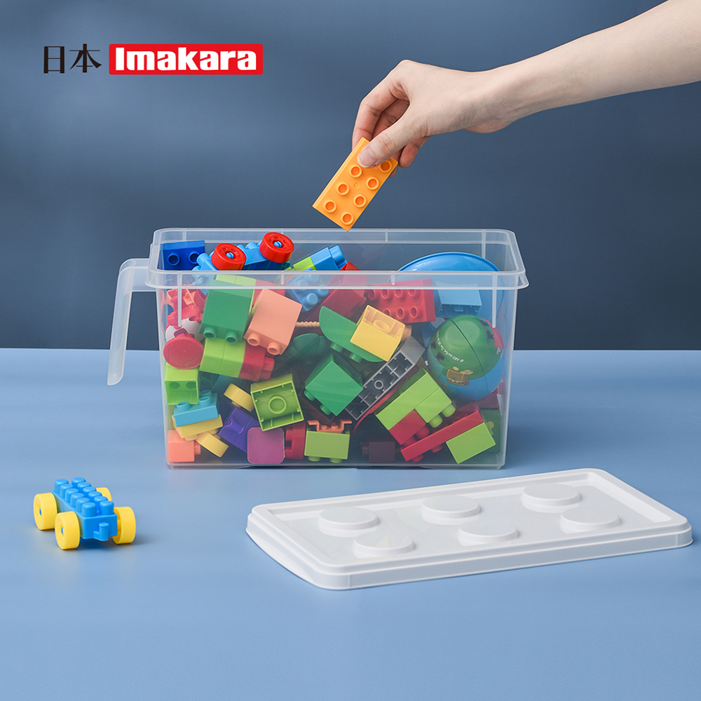 【日本Imakara】極簡風樂高造型可疊式收納盒(附把手)-S-3入