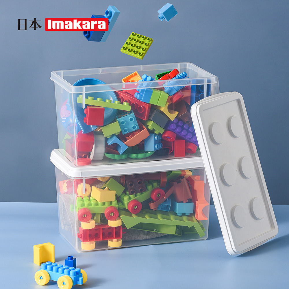 【日本Imakara】極簡風樂高造型可疊式收納盒-L-3入