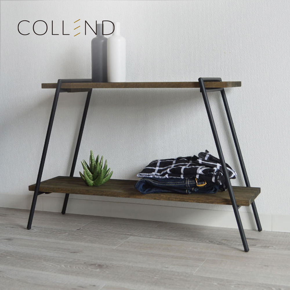 【日本COLLEND】IRON 實木鋼製雙層置物架-2色可選