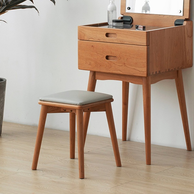 【小半家具】貝殼化妝椅 北歐白橡木實木化妝凳
