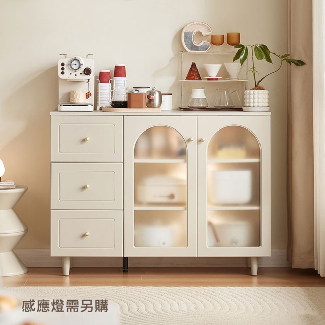 林氏木業椰子糖系列1.2M玻璃餐邊櫃 TE2T