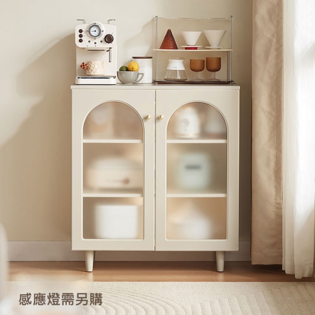 林氏木業椰子糖系列0.8M雙門玻璃餐邊櫃 TE1T