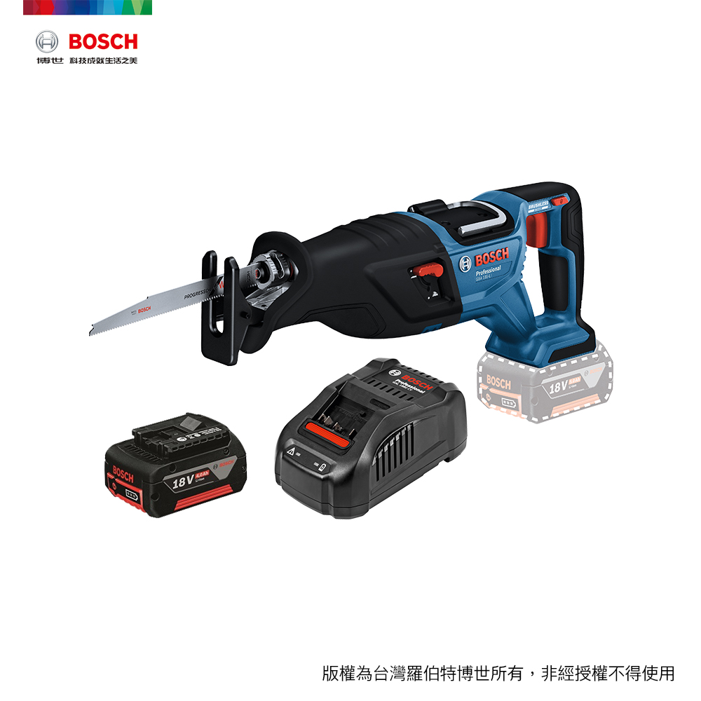 BOSCH 18V鋰電免碳刷軍刀鋸套裝組 GSA 185-LI (4.0Ah x 1)