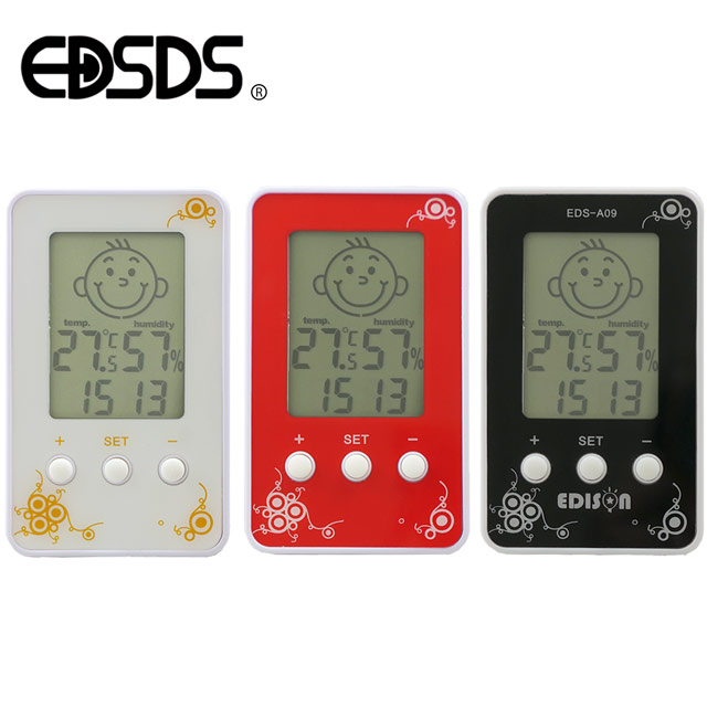 EDSDS液晶顯示溫溼度計電子鐘 EDS-A09 (三色)