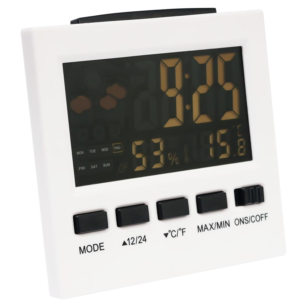 TRENY LED背光顯示室內溫度濕度計帶電子鬧鐘