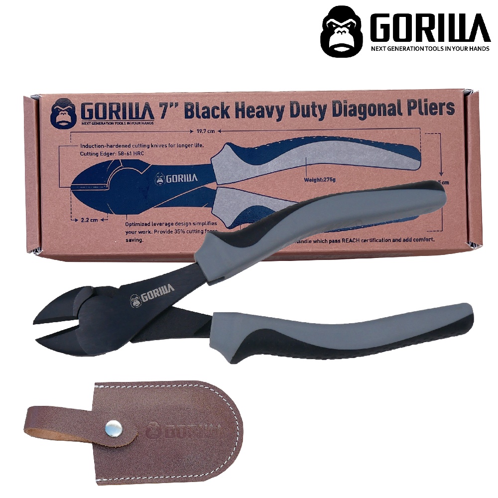 【GORILLA 紳士質人手工具】7吋極黑省力重力斜口鉗