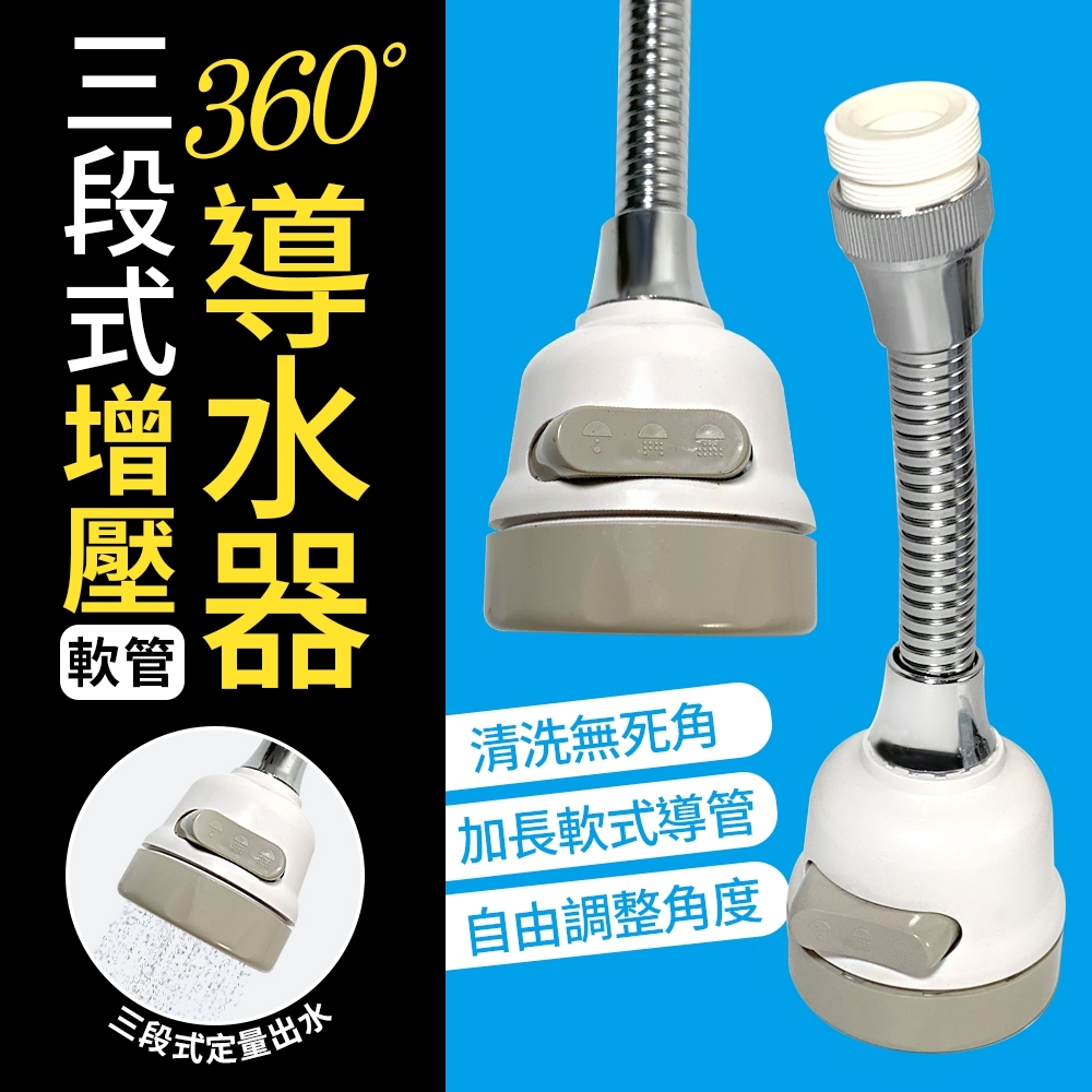 三段式增壓加長軟式導水器/節水器(可360度調整角度)