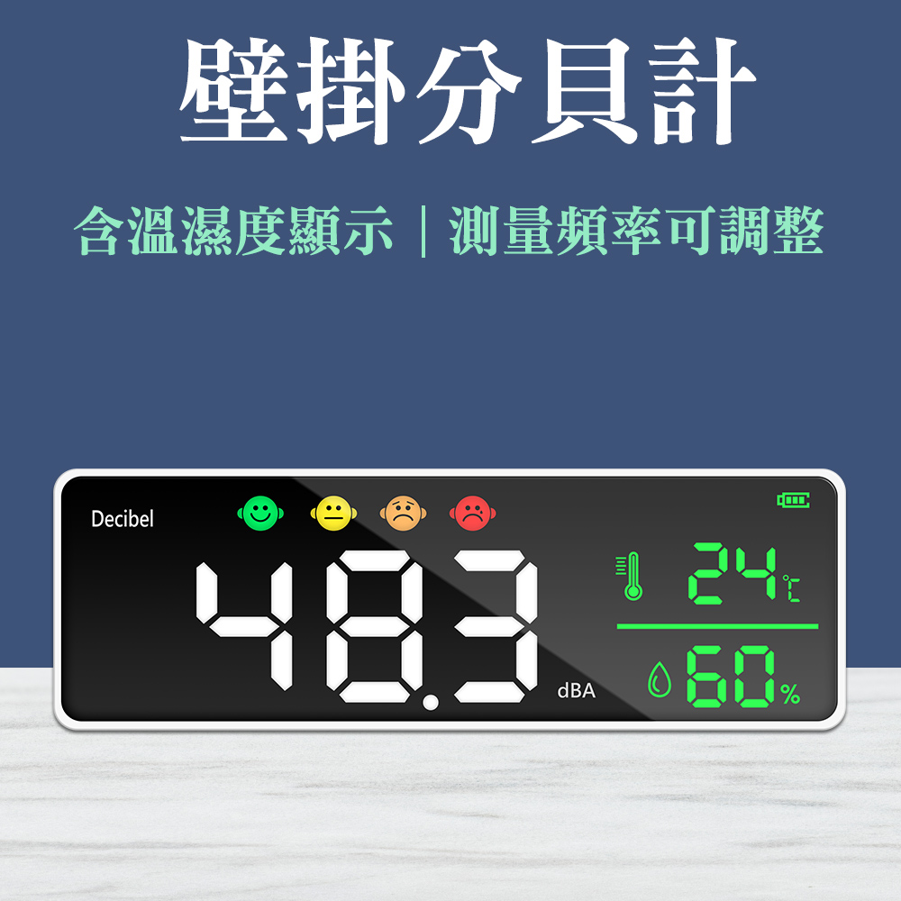 190-SLMP01_壁掛分貝計含溫濕度顯示