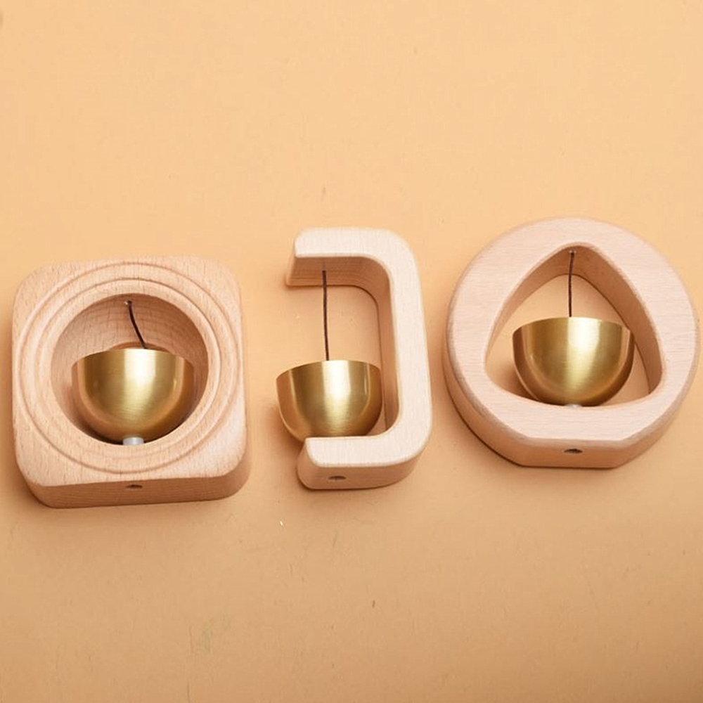 日式木質黃銅鈴鐺磁吸式門鈴(2款可選)