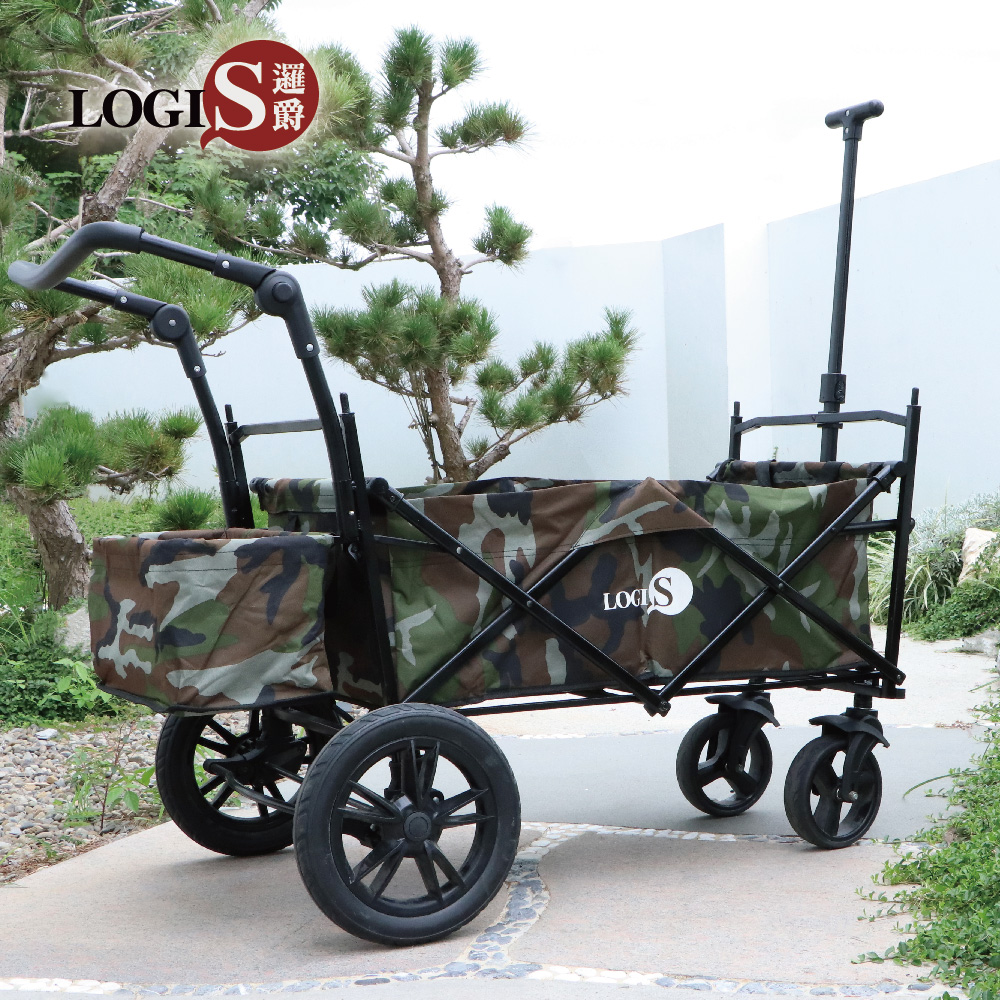 LOGIS 美式黑潮超大輪摺疊推車 購物車 寵物推車【LV169】