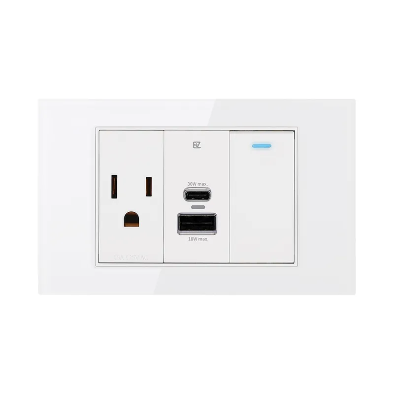 鋼化玻璃磁吸面板 50W USB快充插座 臺灣及國際安全認證