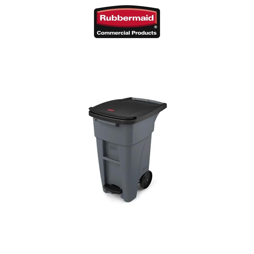 Rubbermaid 樂柏美 BRUTE腳踏式可推垃圾桶 120L 灰色 1971944