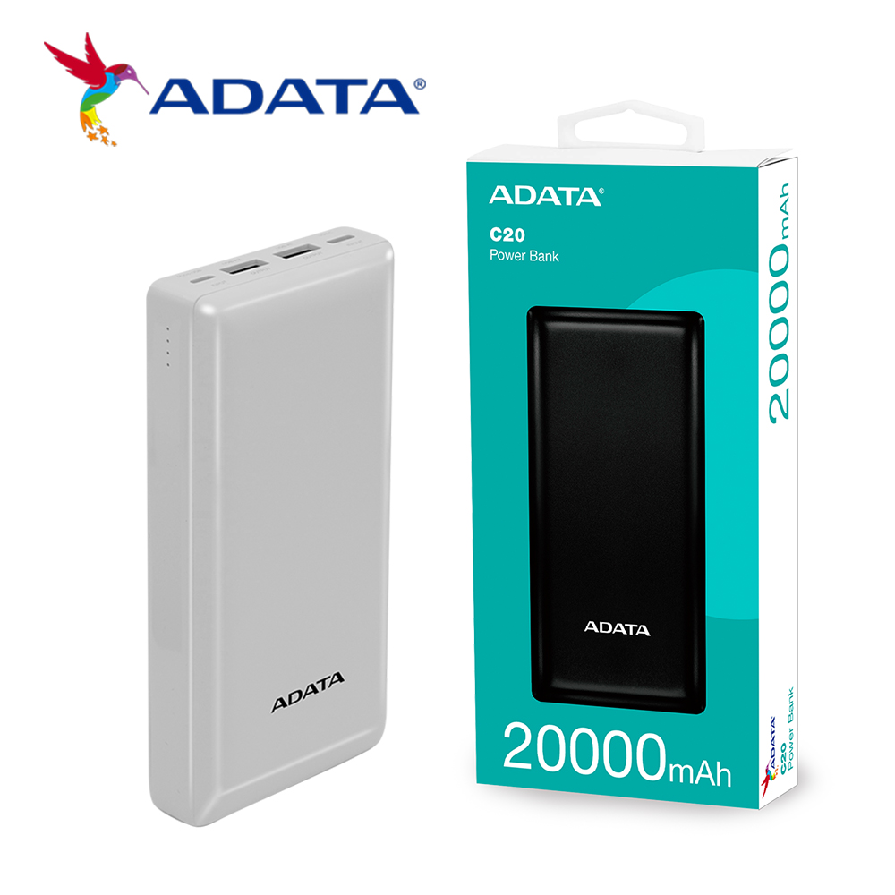 ADATA 威剛 C20 20000mAh 15W 3孔輸出 Type-C雙向快充 行動電源 (2色可選)