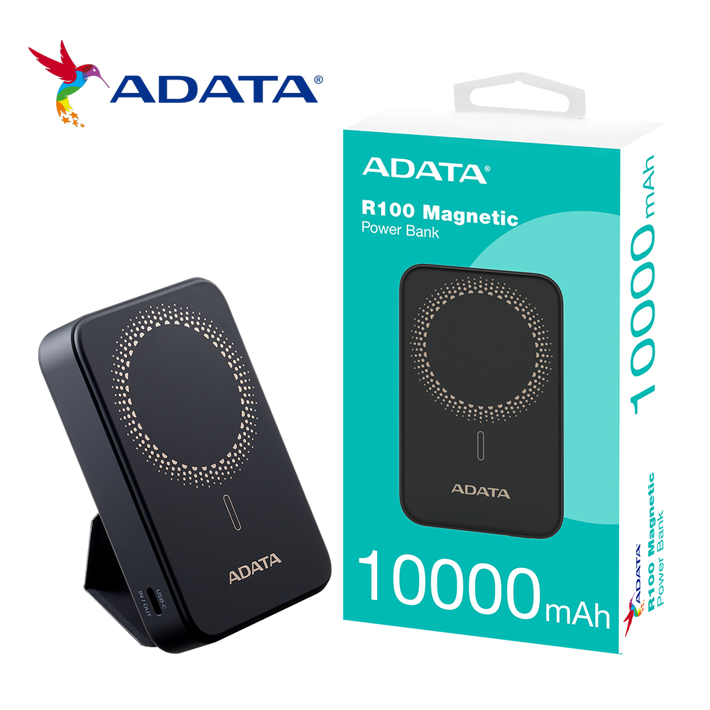 ADATA 威剛 R100 10000mAh 20W 無線磁吸快充 PD/QC快充行動電源(支援Apple Magsafe)