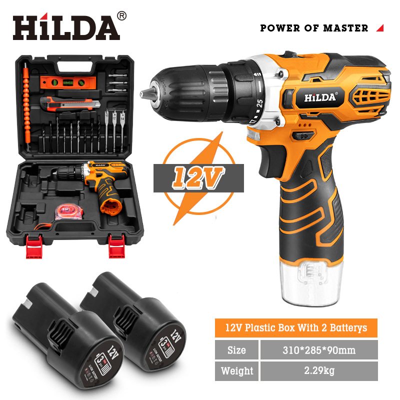 【HILDA 】希爾達電動工具系列12V電鑽起子+2０件工具組(雙電組)