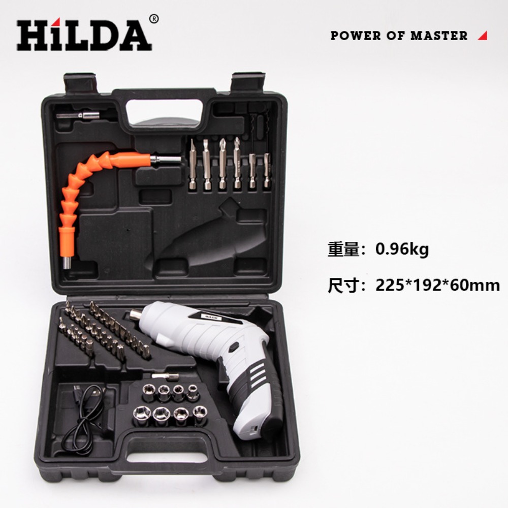 [ HILDA 希爾達電動工具系列 4.8V 電動螺絲起子附有46件配件套裝組HL48-BW
