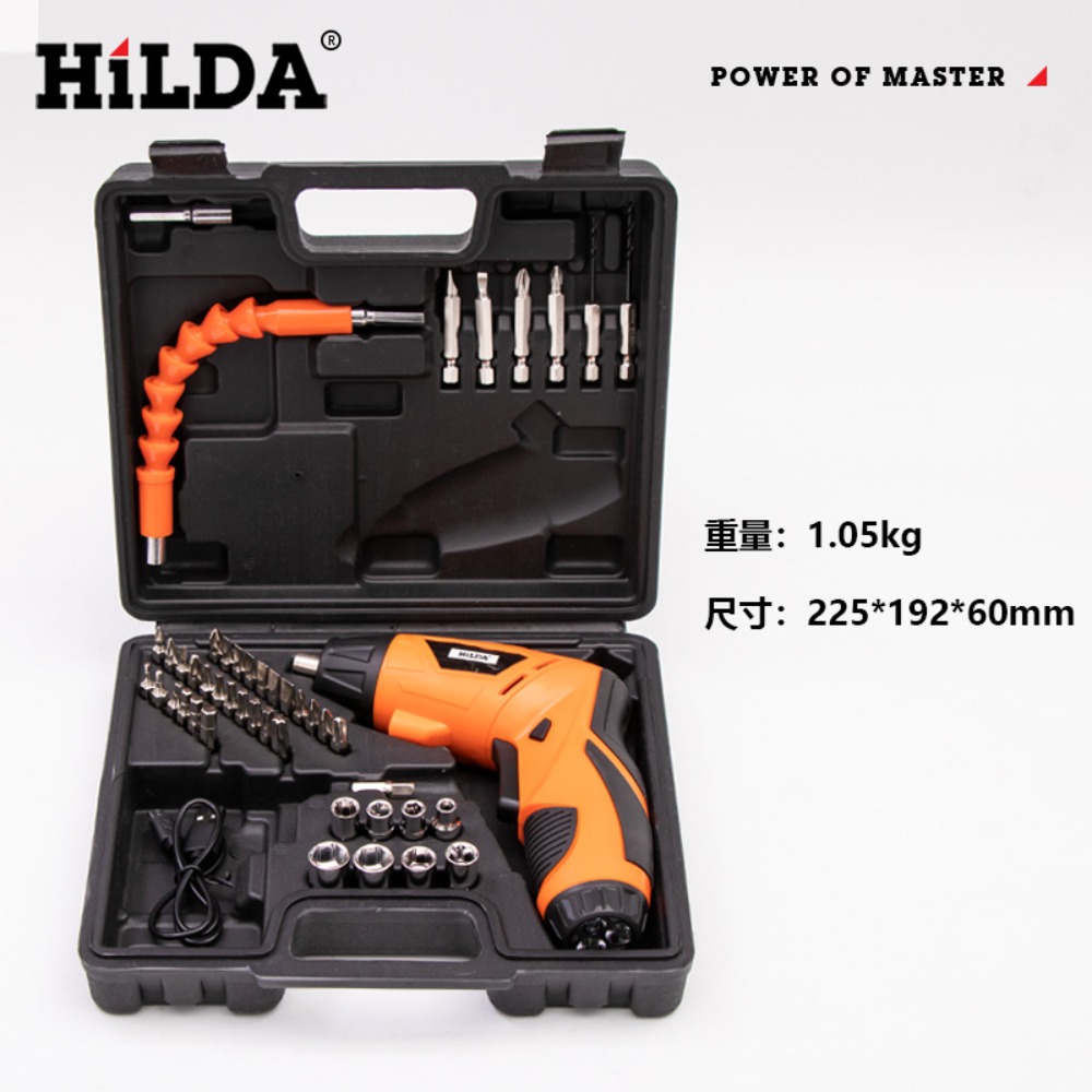 [ HILDA 希爾達電動工具系列 4.8V 電動螺絲起子附有46件配件套裝組HL48-BO