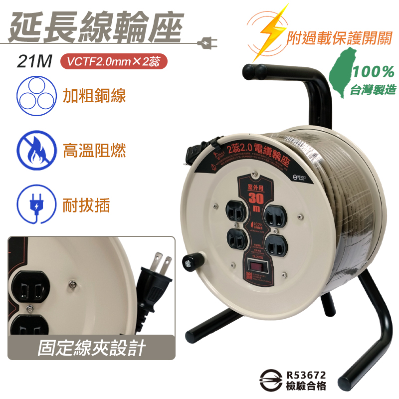 【台灣製造】新安規-工業級電纜鋁合金延長線輪座 DL-2150S