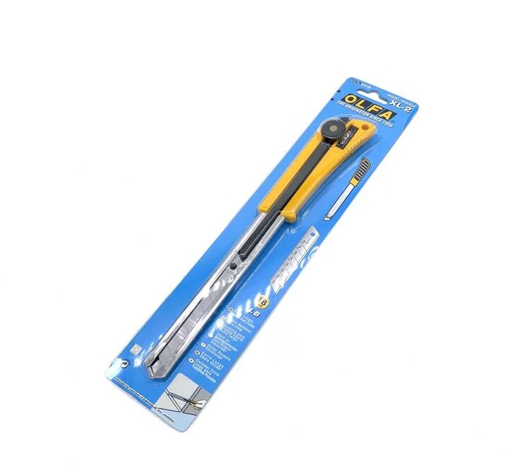 日本製造 OLFA 超長刀身大型美工刀XL-2(防滑橡膠握把)長桿型工具刀切割刀 適裝潢地毯縫細狹長空間