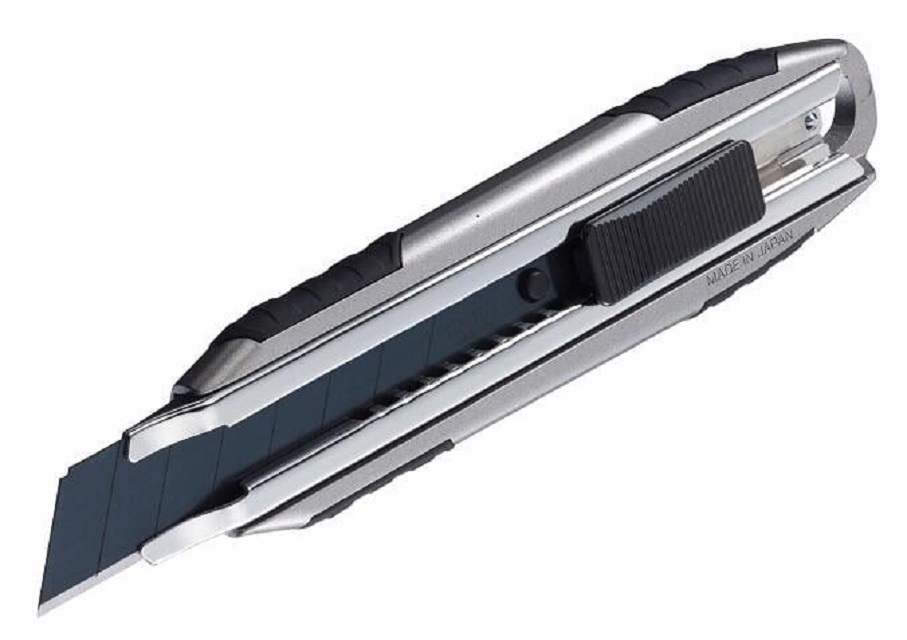 日本進口 OLFA 限量壓鑄鋁合金超強握把大型美工刀(MXP-AL型)自動鎖定 18mm刀片 尾端掛洞