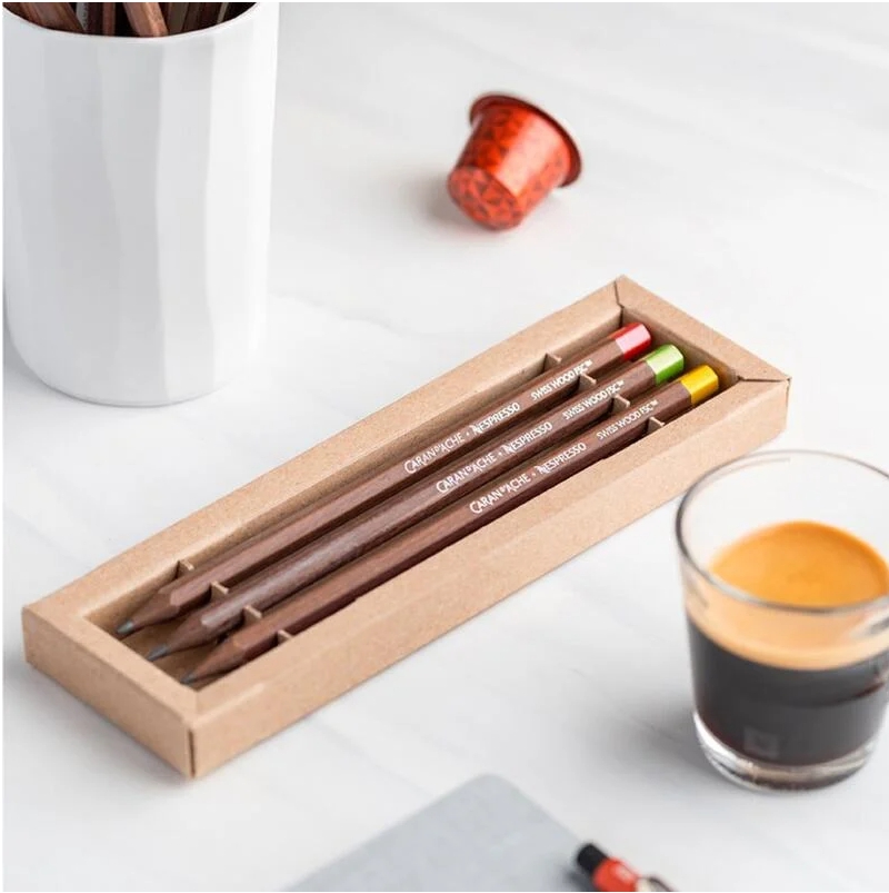 瑞士 卡達 CARAN D’ACHE NESPRESSO 咖啡膠囊聯名 第四代 限定瑞士原木鉛筆組(348.100)