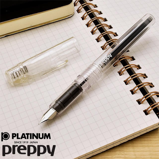 新款 PLATINUM白金牌 Preppy 全透明炫彩鋼筆PSQC-400(0.3 黑色)元氣小鋼筆 可換卡水