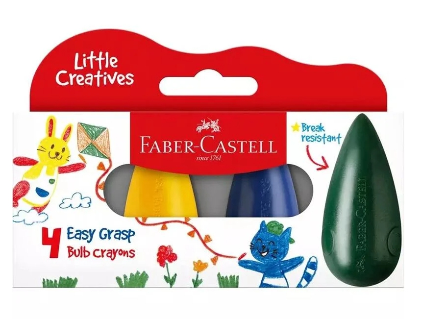 Faber-Castell輝柏 3歲以上學齡水滴可擦拭蠟筆4色(122604)