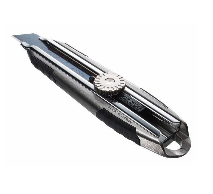 日本進口 OLFA 限量壓鑄鋁合金超強握把大型美工刀(MXP-L型)手輪鎖 18mm刀片 尾端掛洞