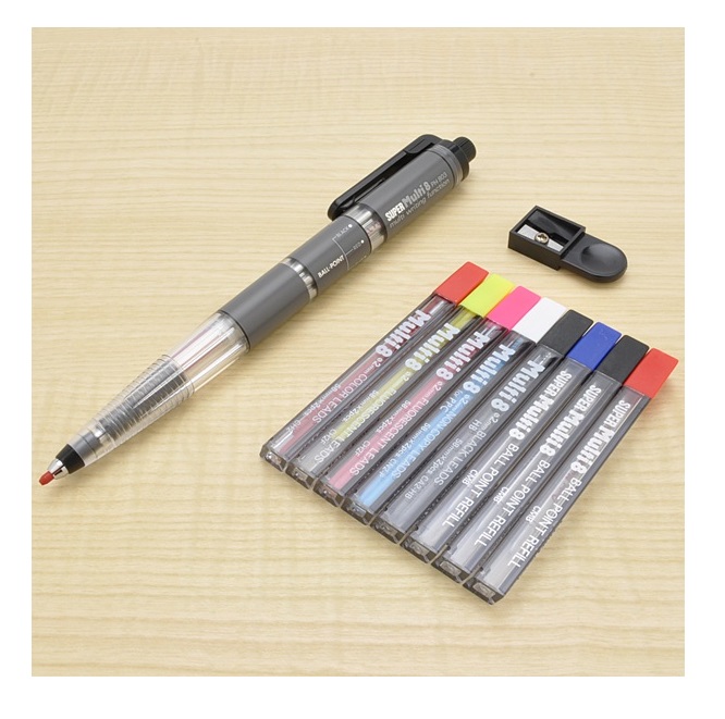 日本Pentel飛龍 八合一Super Multi 8色鉛筆機能筆組2mm筆芯(PH803ST)複合式製圖筆 彩色繪圖筆