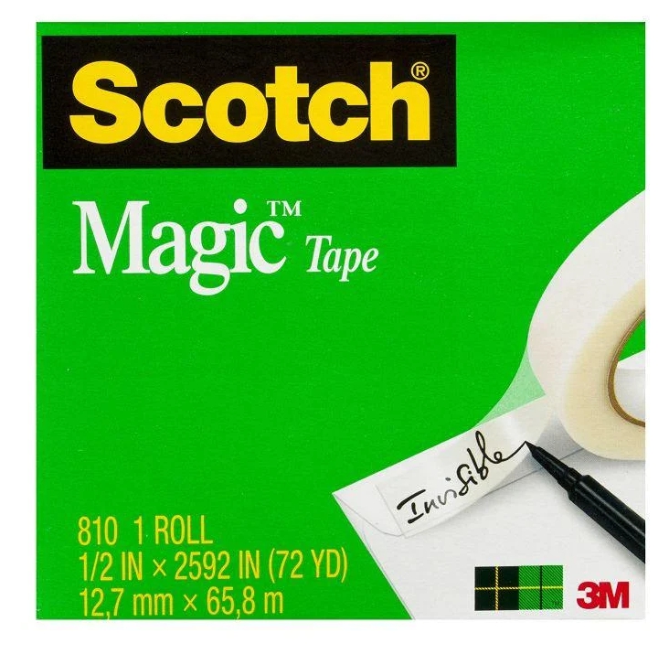 超大捲動咖九 3M Scotch 810LC 1/2隱形膠帶(盒裝)12mm*65.8M