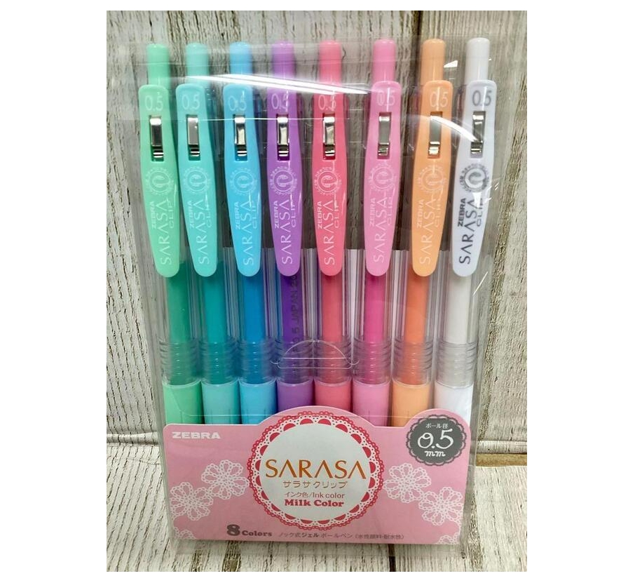 牛奶色系8色組 日本ZEBRA斑馬 SARASA CLIP 環保鋼珠筆/自動中性筆 0.5mm(JJ15-8C-MK)