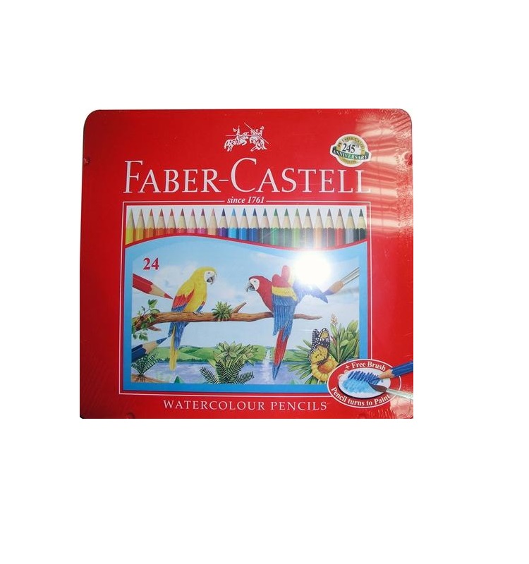 Faber-Castell輝柏 水性色鉛筆紅色精緻鐵盒裝24色組(115925)
