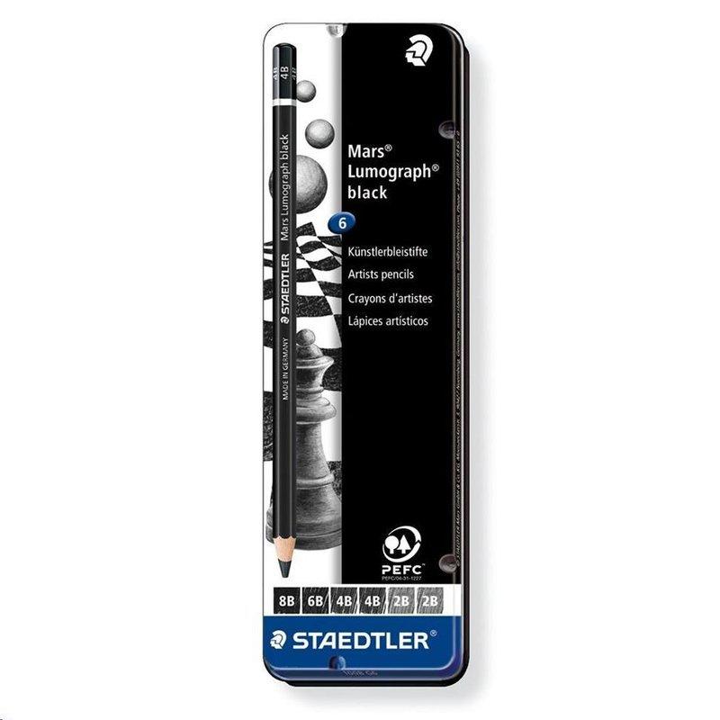 德國 STAEDTLER 施德樓 極黑素描鉛筆組-6支入(MS100B-G6)內有2B/4B/6B/8B
