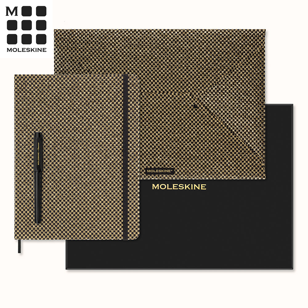 MOLESKINE 金蔥系列限量禮盒-KAWECO鋼筆+墨水+收納袋+XL型筆記本