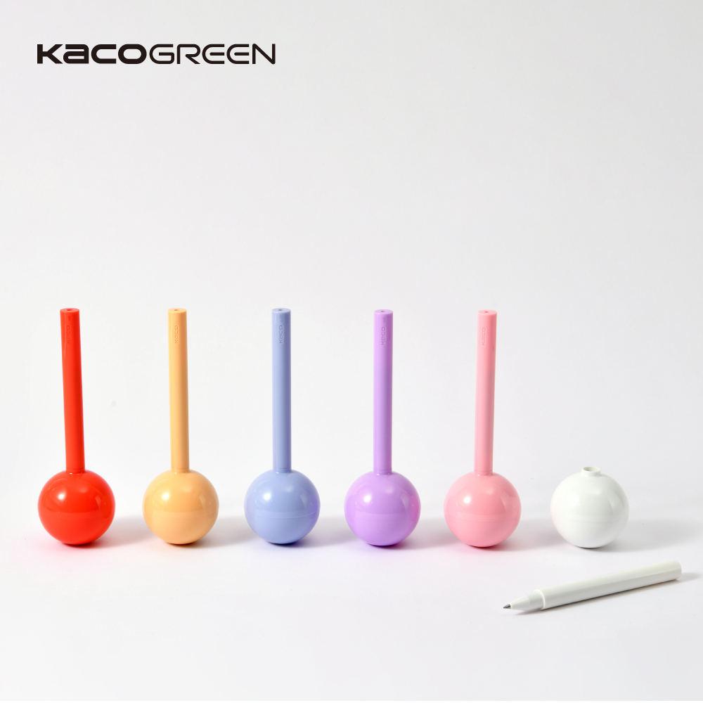 【KACO】繽紛棒棒糖大容量桌上型0.5mm中性筆6入組