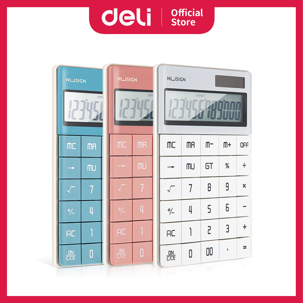 Deli得力 NU SIGN 時尚計算機/ENS041/12位元/藍色/粉色/白色