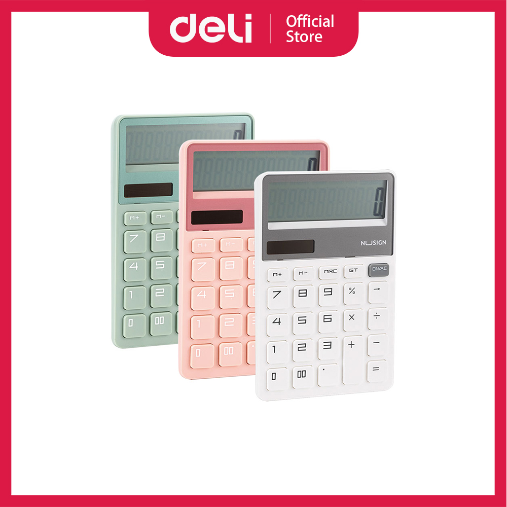Deli得力 NU SIGN 柔色計算機/ENS042/12位元/綠色/粉色/白色
