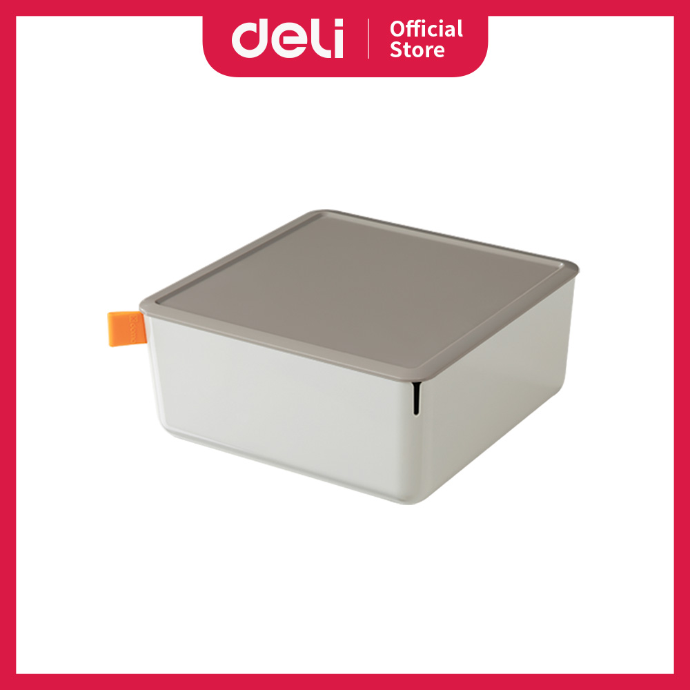 Deli 得力 XDOMO可堆疊桌面收納盒/XDM11(小號/淺灰)