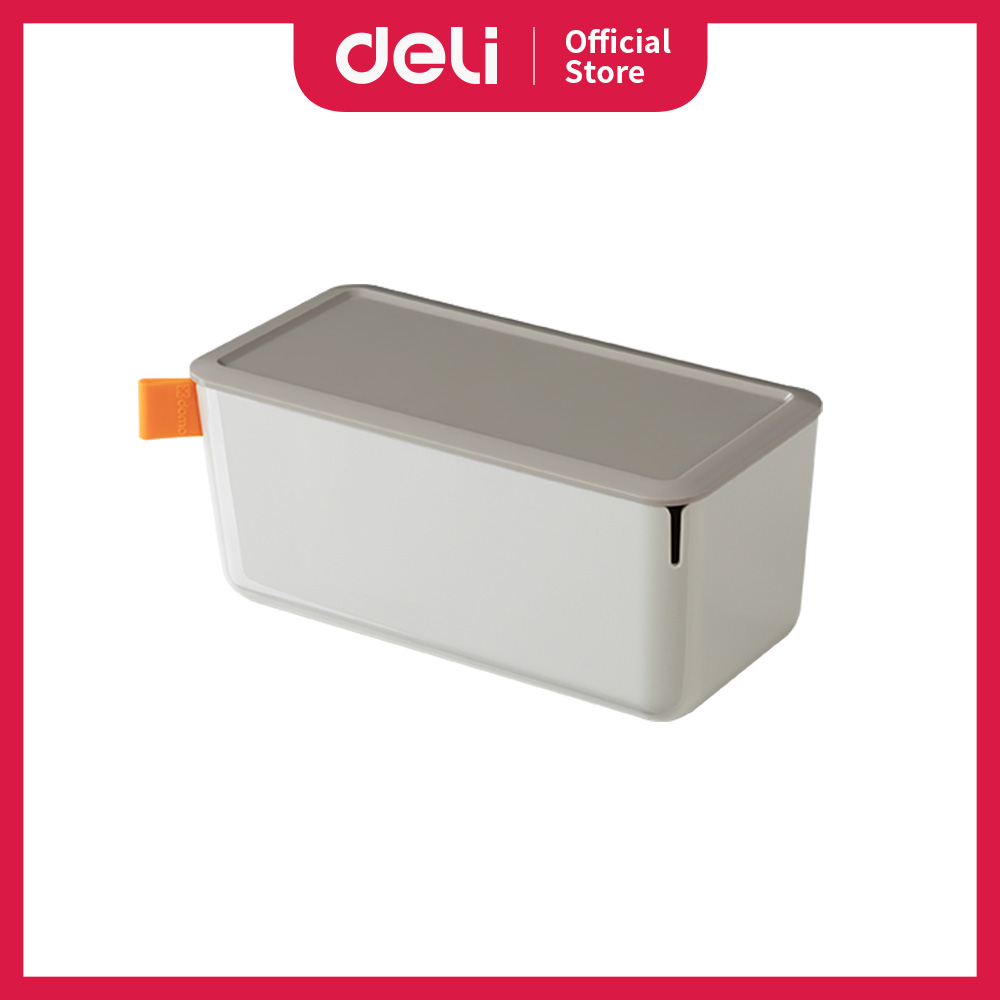 Deli 得力 XDOMO可堆疊桌面收納盒/XDM10(小號/淺灰)