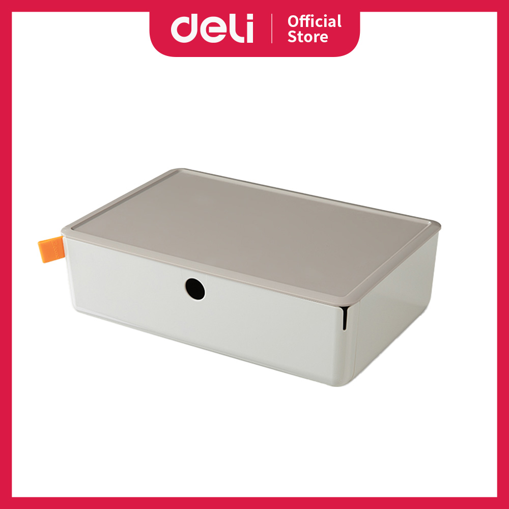 Deli 得力 XDOMO可堆疊抽屜桌面收納盒/XDM31(抽屜/淺灰)