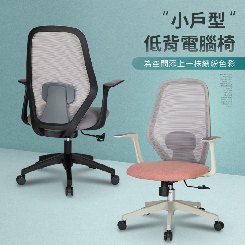 IDEA-繽紛圓潤低背辦公電腦椅(兩色可選)