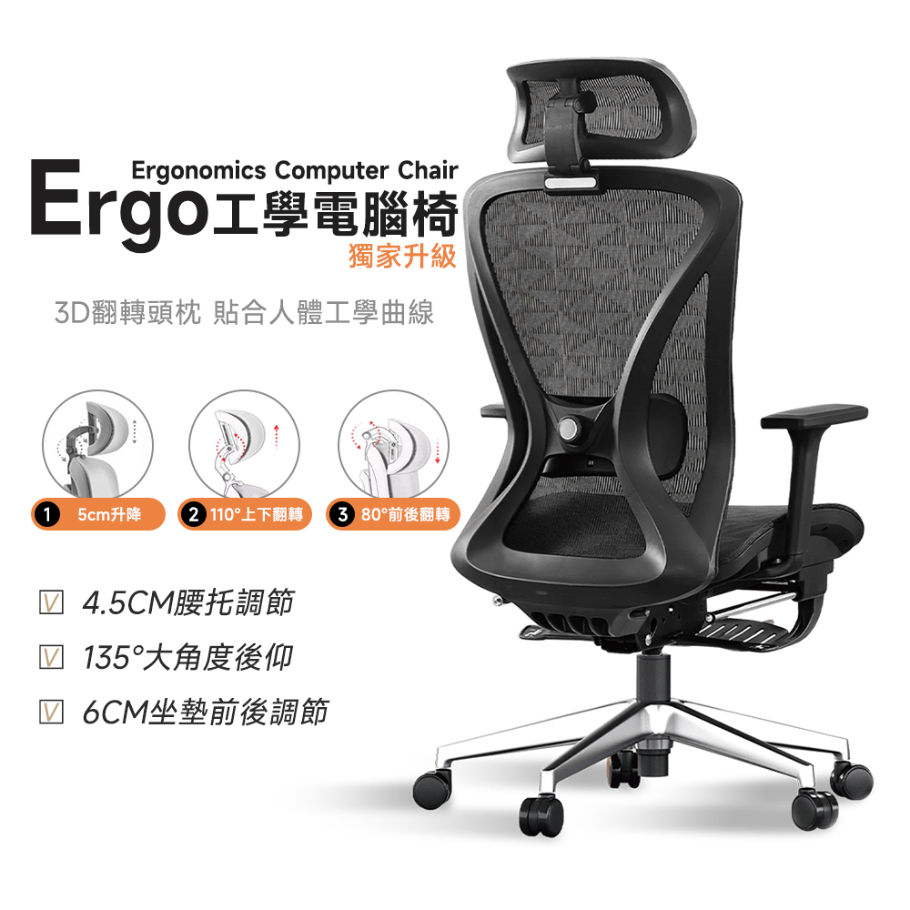 【Style】獨家升級-Ergo工學電腦椅/辦公椅(2色可選)