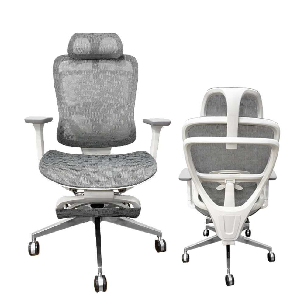凱堡 AI高階人體工學全網椅【白款】高背機能椅