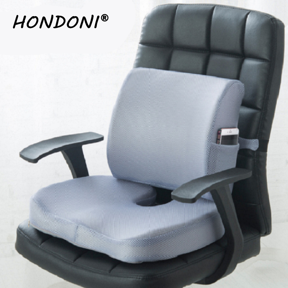 【HONDONI】新款4D護腰記憶靠墊加坐墊(透氣銀灰M5-SL)