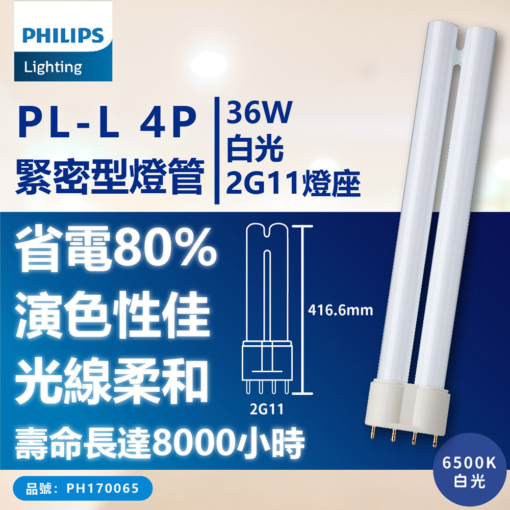 (3入) PHILIPS飛利浦 PL-L 36W 865 白光 4P 燈管_PH170065