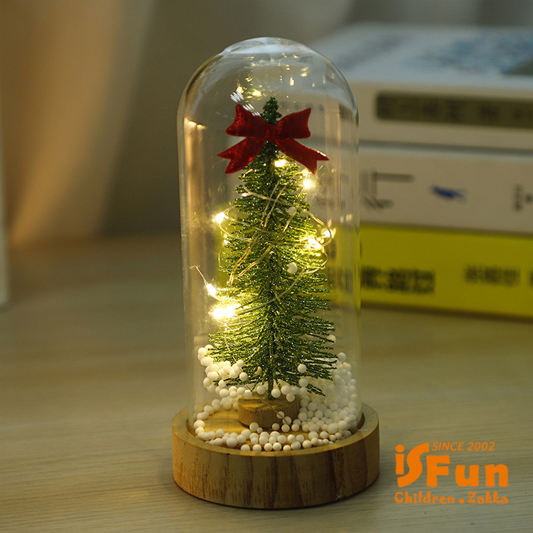 【iSFun】雪花聖誕＊玻璃罩桌上擺飾小夜燈/款式可選