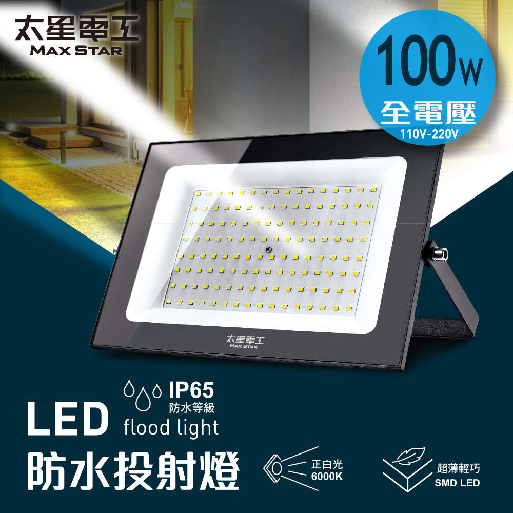 【太星電工】100WLED防水投射燈/全電壓110V-220V(WDA30100)