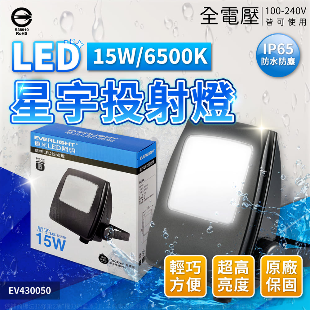 億光 星宇 15W LED 投射燈 IP65 防水防塵 戶外 全電壓 投光燈 (白光/黃光)